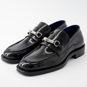 size 44eu 11us Burberry Wire Barbed Leather Casual Loafer Black